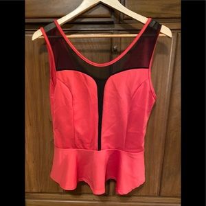 Curvaceous top. pink and sheer black